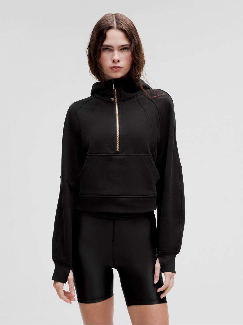 Lululemon Scuba Oversized Half-Zip Hoodie - Black w/ Gold Zipper M/L